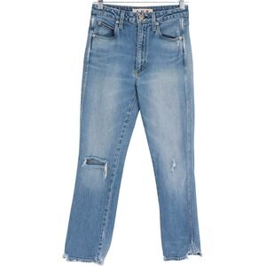 AMO Bella High Rise Straight Leg Jeans Wild One Distressed Blue Denim A01257-193